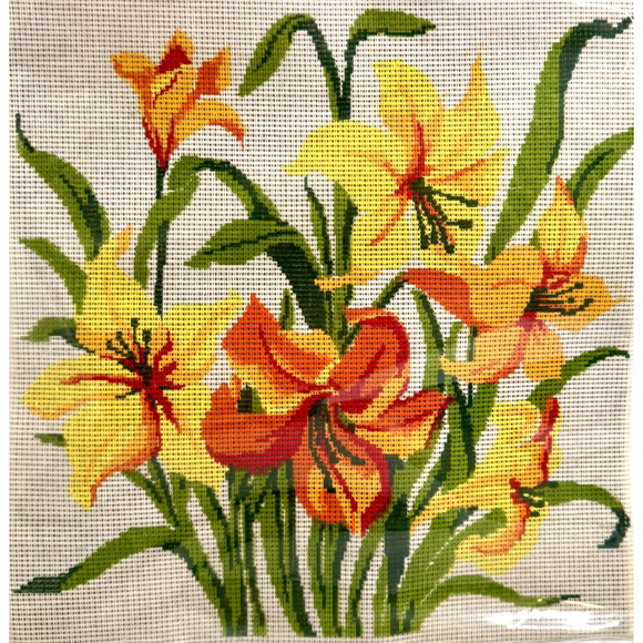 Bucilla Needlepoint Kit Tinted Tapestry 60038 Lilies Floral Vintage HTF NOS READ - Picture 1 of 7